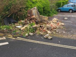 Gatepost demolished